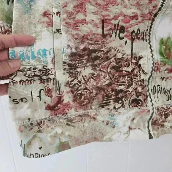 Additions by Chico's Full Zip Patterned Mock Neck Jacket Women's Size 1 Or M - Picture 2 of 9